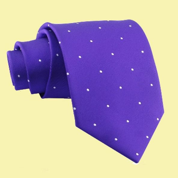 Image 0 of Cadbury Purple White Pin Dots Formal Wedding Straight Mens Neck Tie  