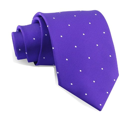 Image 1 of Cadbury Purple White Pin Dots Formal Wedding Straight Mens Neck Tie  