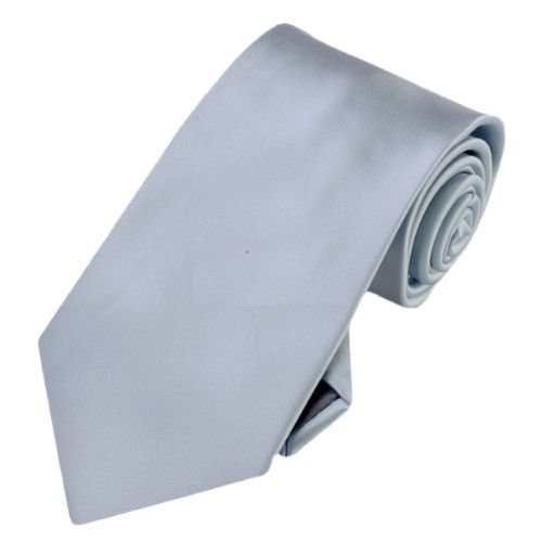 Image 1 of Medium Silver Grey Formal Boys Ages 7-13 Wedding Straight Boys Neck Tie 