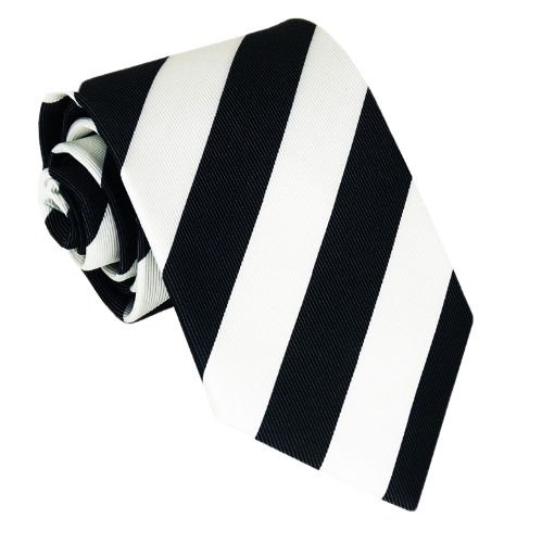 Image 1 of White Black Stripes Formal Boys Ages 7-13 Wedding Straight Boys Neck Tie 
