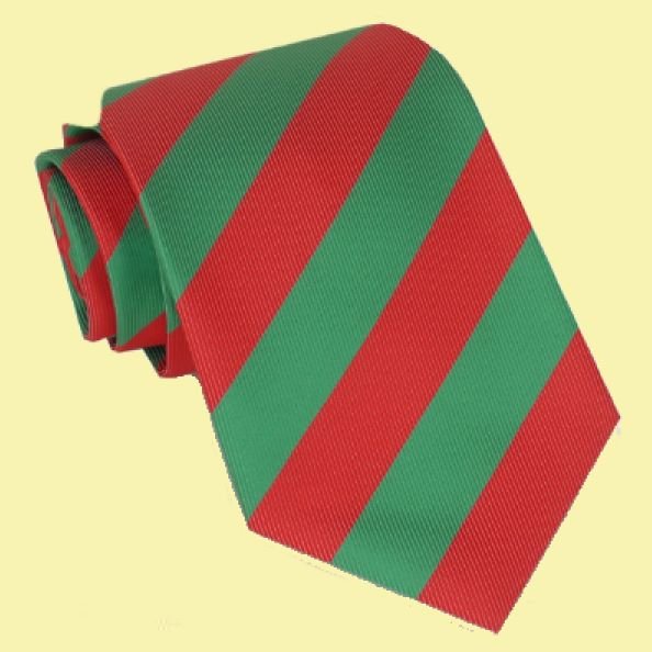 Image 0 of Cherry Red Green Stripes Formal Boys Ages 7-13 Wedding Straight Boys Neck Tie 