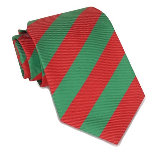 Image 1 of Cherry Red Green Stripes Formal Boys Ages 7-13 Wedding Straight Boys Neck Tie 