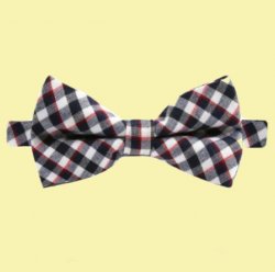 Black White Red Check Boys Ages 1-7 Wedding Boys Neck Bow Tie 