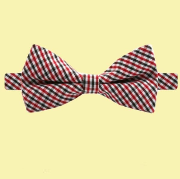 Image 0 of Black White Red Check Gingham Boys Ages 1-7 Wedding Boys Neck Bow Tie 