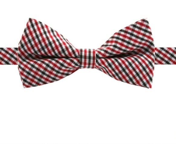 Image 1 of Black White Red Check Gingham Boys Ages 1-7 Wedding Boys Neck Bow Tie 