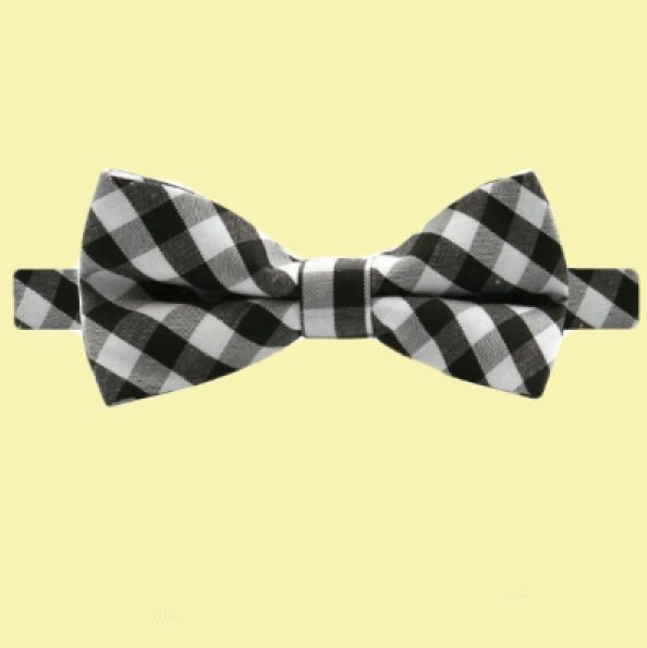 Image 0 of Black White Grey Check Boys Ages 1-7 Wedding Boys Neck Bow Tie 