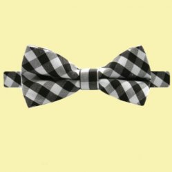 Black White Grey Check Boys Ages 1-7 Wedding Boys Neck Bow Tie 