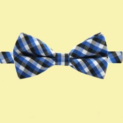 Black White Blue Check Boys Ages 1-7 Wedding Boys Neck Bow Tie 