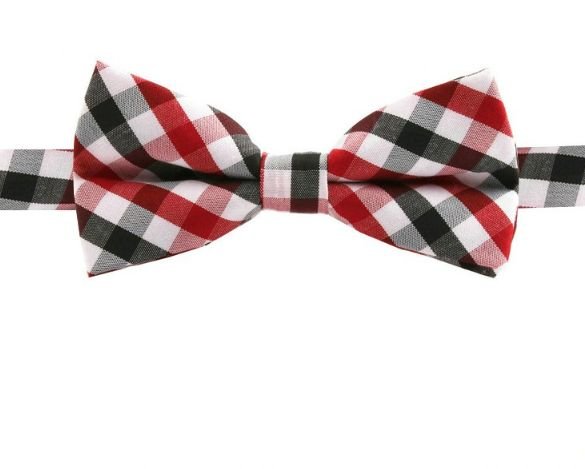 Image 1 of Black White Red Wide Check Boys Ages 1-7 Wedding Boys Neck Bow Tie 
