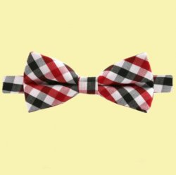 Black White Red Wide Check Boys Ages 1-7 Wedding Boys Neck Bow Tie 