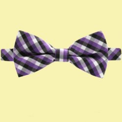 Black White Purple Check Boys Ages 1-7 Wedding Boys Neck Bow Tie 