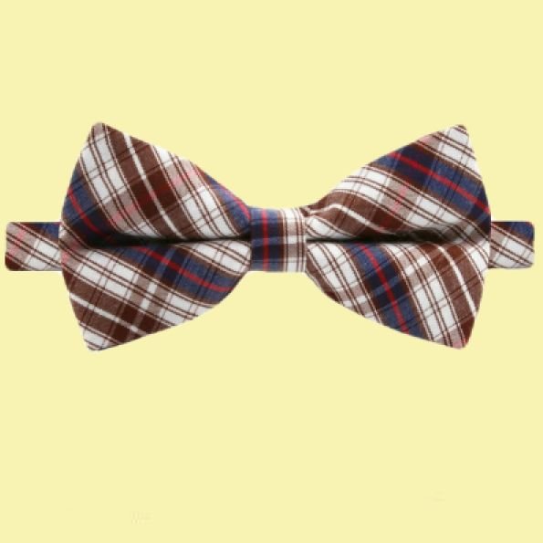 Image 0 of Brown Blue Red White Check Boys Ages 1-7 Wedding Boys Neck Bow Tie 