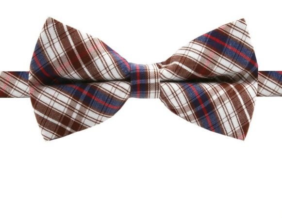 Image 1 of Brown Blue Red White Check Boys Ages 1-7 Wedding Boys Neck Bow Tie 