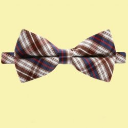 Brown Blue Red White Check Boys Ages 1-7 Wedding Boys Neck Bow Tie 