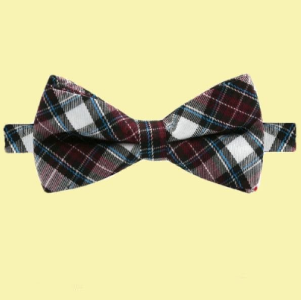 Image 0 of Burgundy Blue Black White Check Boys Ages 1-7 Wedding Boys Neck Bow Tie 