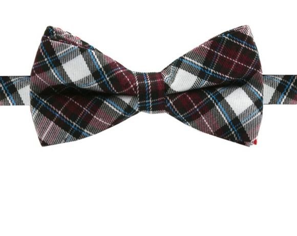 Image 1 of Burgundy Blue Black White Check Boys Ages 1-7 Wedding Boys Neck Bow Tie 