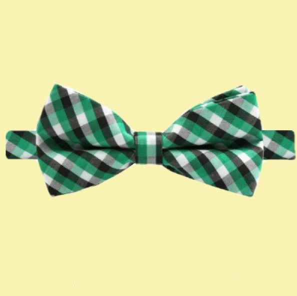 Image 0 of Black White Green Check Boys Ages 1-7 Wedding Boys Neck Bow Tie 