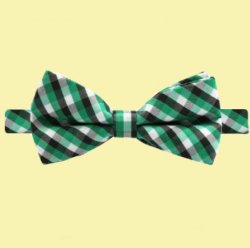 Black White Green Check Boys Ages 1-7 Wedding Boys Neck Bow Tie 