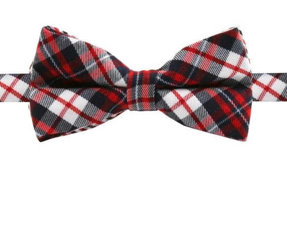 Image 1 of Black White Red Plaid Boys Ages 1-7 Wedding Boys Neck Bow Tie 