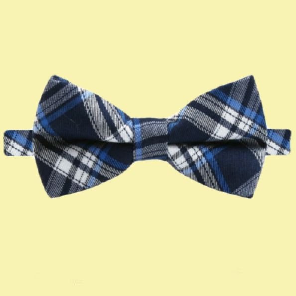 Image 0 of Navy Royal Blue White Plaid Boys Ages 1-7 Wedding Boys Neck Bow Tie 