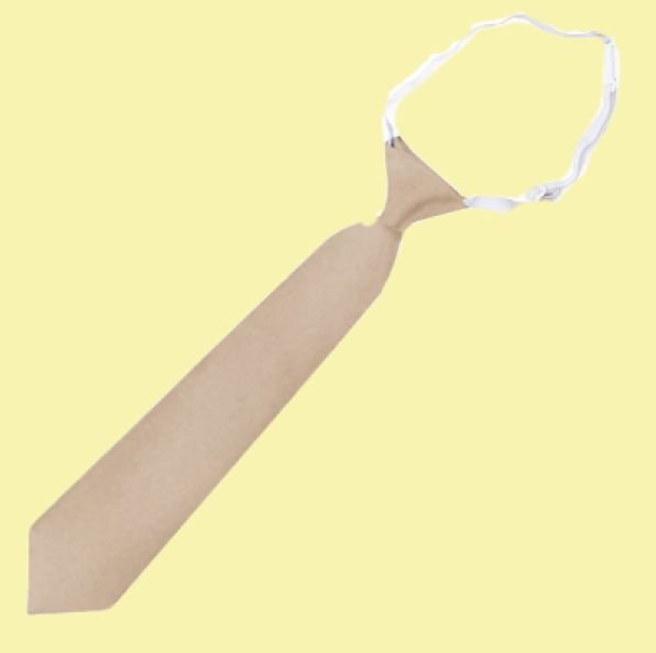 Image 0 of Beige Tan Mocha Junior Boys Ages 3-7 Wedding Elastic Straight Boys Neck Tie 