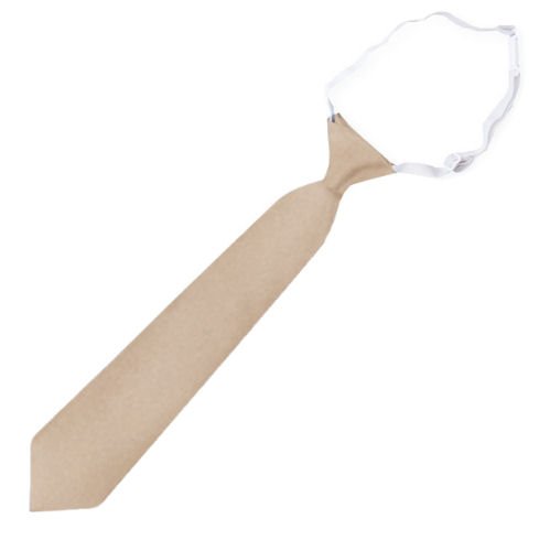 Image 1 of Beige Tan Mocha Junior Boys Ages 3-7 Wedding Elastic Straight Boys Neck Tie 