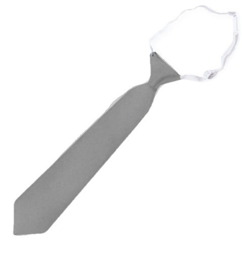 Image 1 of Medium Silver Grey Junior Boys Ages 3-7 Wedding Elastic Straight Boys Neck Tie 