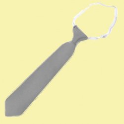 Medium Silver Grey Junior Boys Ages 3-7 Wedding Elastic Straight Boys Neck Tie 