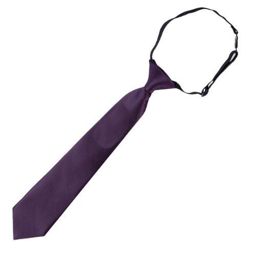 Image 1 of Eggplant Purple Junior Boys Ages 3-7 Wedding Elastic Straight Boys Neck Tie 