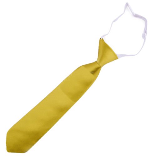 Image 1 of Metallic Gold Junior Boys Ages 3-7 Wedding Elastic Straight Boys Neck Tie 