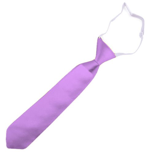 Image 1 of Dark Lavender Purple Junior Boys Ages 3-7 Wedding Elastic Straight Boys Neck Tie