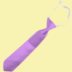 Dark Lavender Purple Junior Boys Ages 3-7 Wedding Elastic Straight Boys Neck Tie