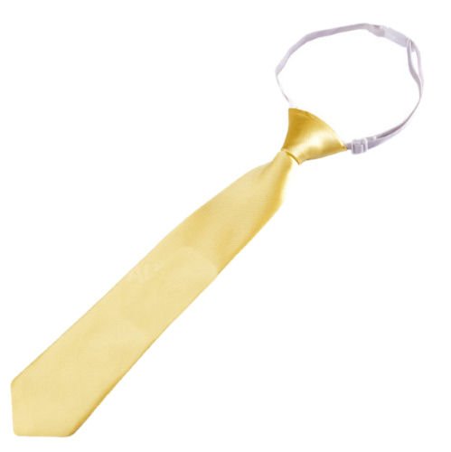 Image 1 of Light Gold Junior Boys Ages 3-7 Wedding Elastic Straight Boys Neck Tie 