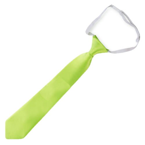 Image 1 of Lime Green Junior Boys Ages 3-7 Wedding Elastic Straight Boys Neck Tie 