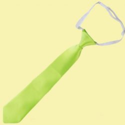 Lime Green Junior Boys Ages 3-7 Wedding Elastic Straight Boys Neck Tie 