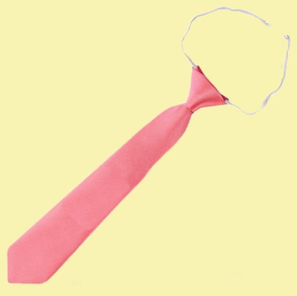 Image 0 of Dark Melon Pink Junior Boys Ages 3-7 Wedding Elastic Straight Boys Neck Tie 