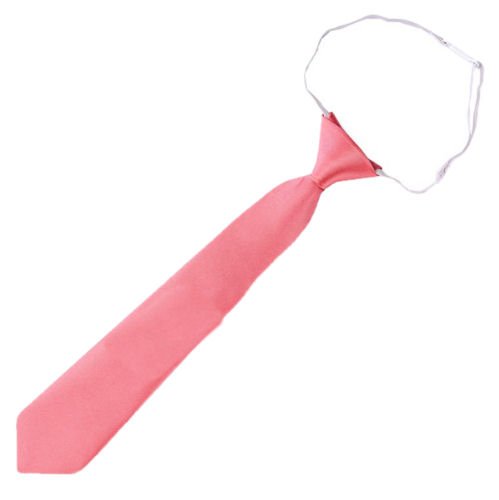 Image 1 of Dark Melon Pink Junior Boys Ages 3-7 Wedding Elastic Straight Boys Neck Tie 