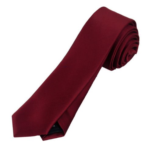 Image 1 of Burgundy Wine Formal Groomsmen Groom Wedding Slim Skinny Mens Neck Tie 