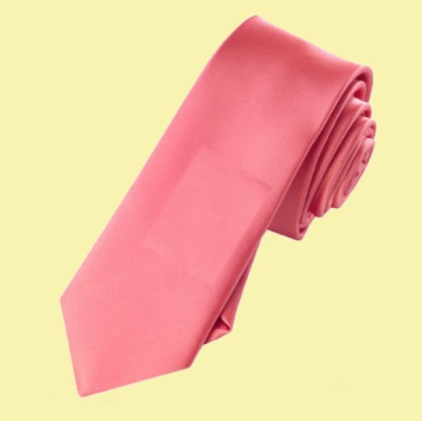 Image 0 of Dark Melon Pink Formal Groomsmen Groom Wedding Slim Skinny Mens Neck Tie 