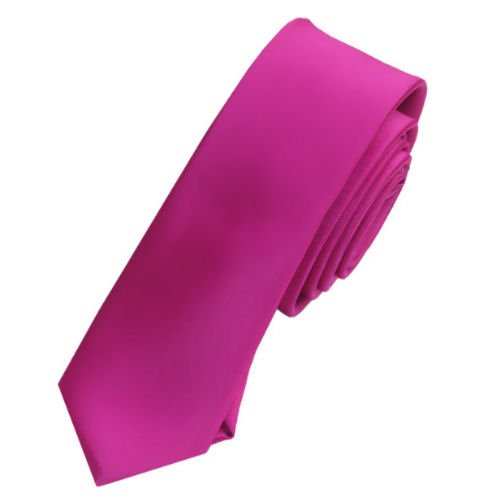 Image 1 of Fuchsia Magenta Pink Formal Groomsmen Groom Wedding Slim Skinny Mens Neck Tie 