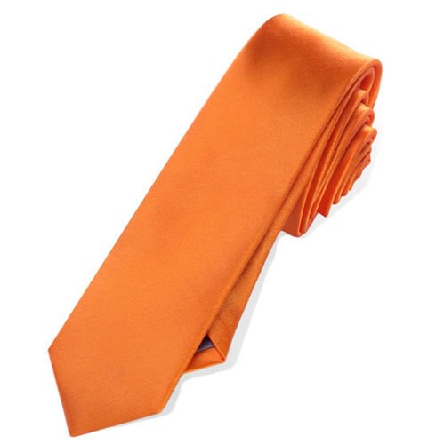 Image 1 of Orange Formal Groomsmen Groom Wedding Slim Skinny Mens Neck Tie 