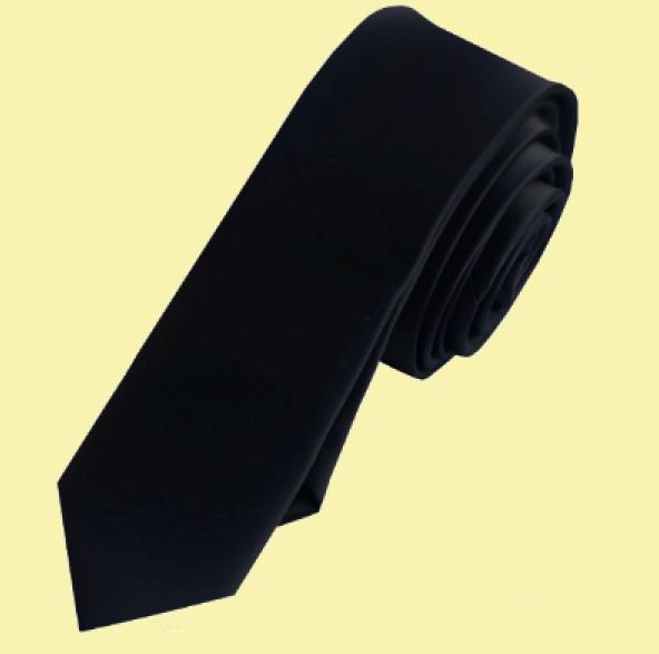 Image 0 of Jet Black Formal Groomsmen Groom Wedding Slim Skinny Mens Neck Tie 