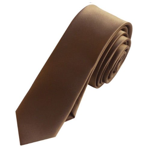 Image 1 of Chocolate Brown Formal Groomsmen Groom Wedding Slim Skinny Mens Neck Tie 