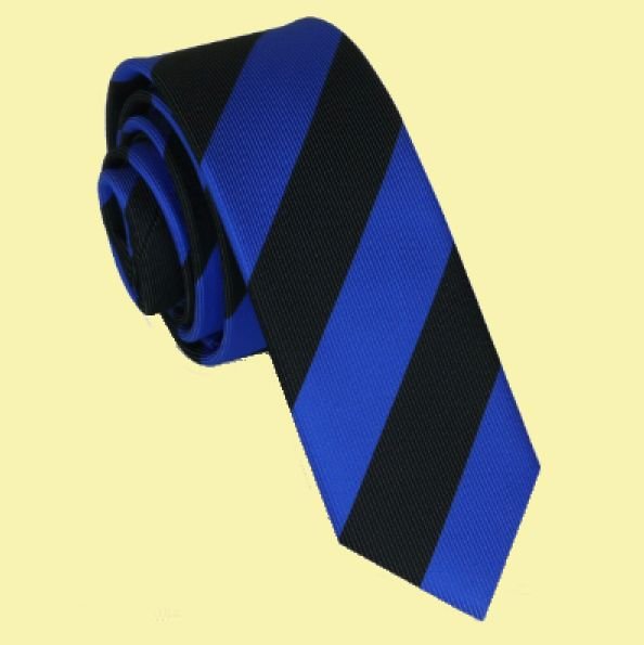 Image 0 of Black Royal Blue Stripes Groomsmen Groom Wedding Slim Skinny Mens Neck Tie 