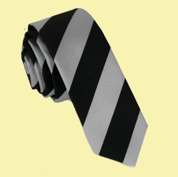 Image 0 of Black Grey Stripes Groomsmen Groom Wedding Slim Skinny Mens Neck Tie 
