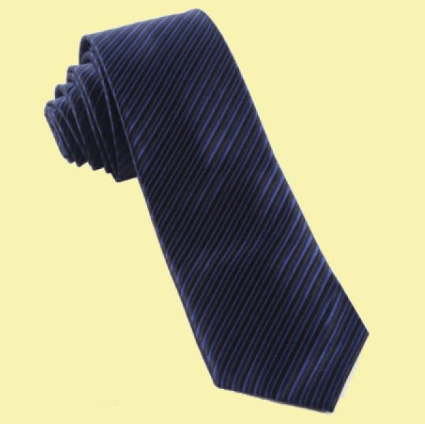 Image 0 of Navy Blue Black Thin Stripes Groomsmen Groom Wedding Narrow Mens Neck Tie 