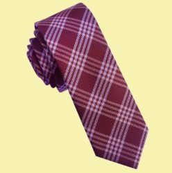 Burgundy White Plaid Formal Groomsmen Groom Wedding Slim Skinny Mens Neck Tie 