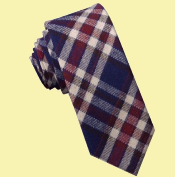 Image 0 of Blue Plum Cream Tartan Groomsmen Groom Wedding Slim Skinny Mens Neck Tie 