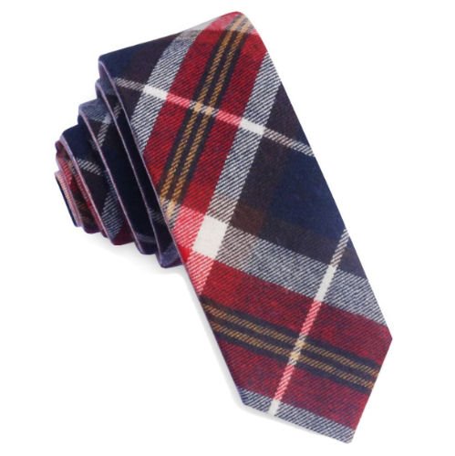 Image 1 of Blue Red White Tartan Groomsmen Groom Wedding Slim Skinny Mens Neck Tie 