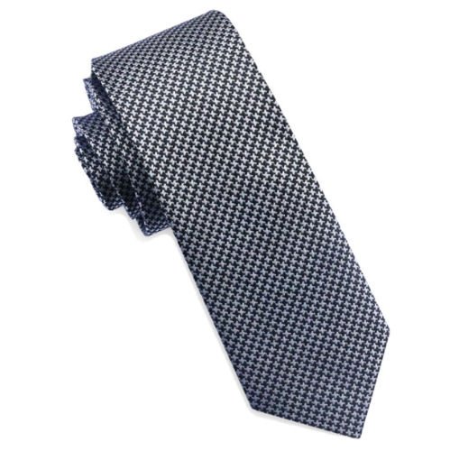 Image 1 of Black White Houndstooth Groomsmen Groom Wedding Slim Skinny Mens Neck Tie 